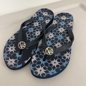 Coach Flip Flops Logo Sandals Sz 7-8 Blue Signature Thong Sandals Beach